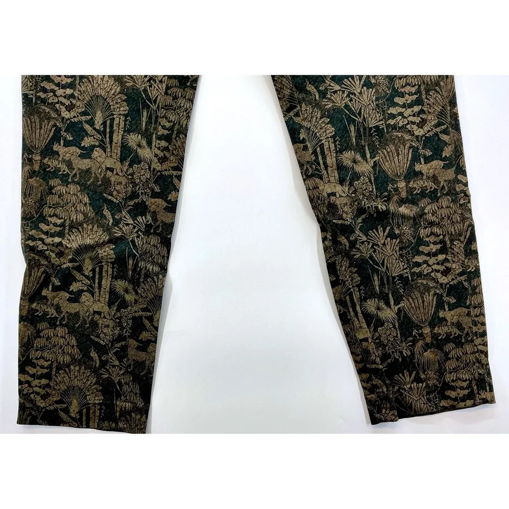 Masons New York Slim‎ Jacquard Brocade Jungle Animal Print Pants Safari Italian